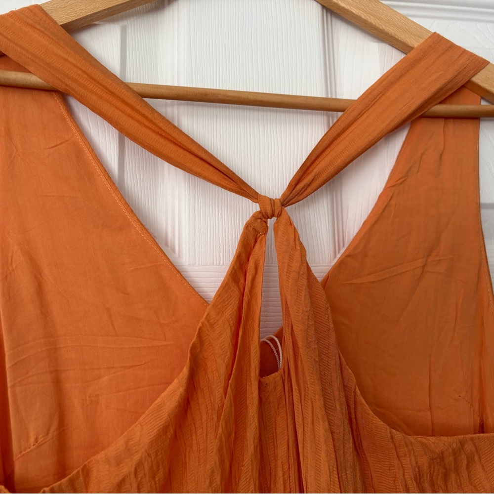NWT Mango Orange Tiered V‑Neck Maxi Vacation dress - Picture 6 of 10